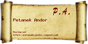 Petanek Andor névjegykártya